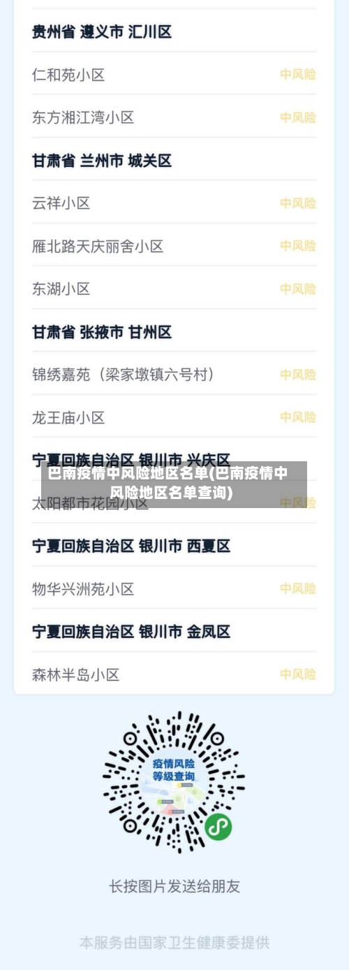 巴南疫情中风险地区名单(巴南疫情中风险地区名单查询)-第2张图片